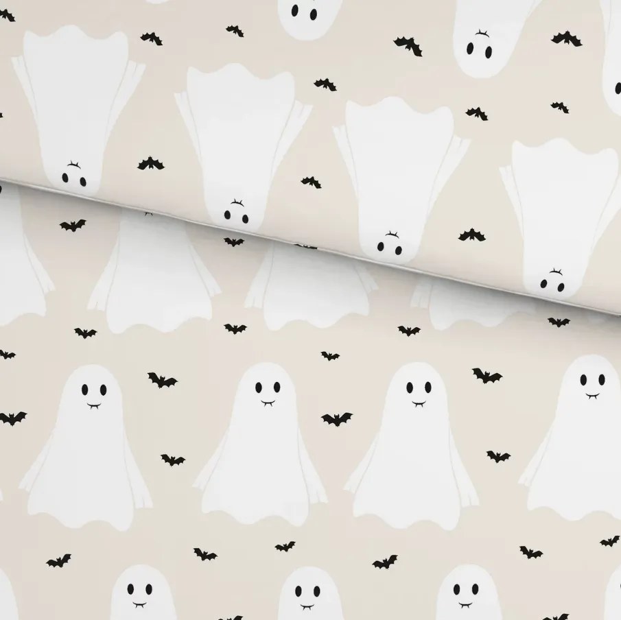 PrzytulneMieszkanie.pl PrzytulneMieszkanie.pl Pościel dziecięca z bawełny renforcé GHOSTIE beżowa Rozmiar pościeli: 80 x 80 cm | 135 x 200 cm