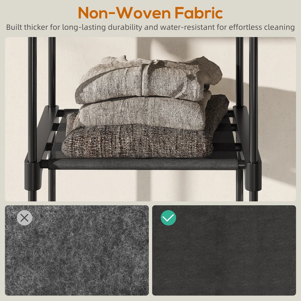 HOMCOM Szafa materiałowa z drążkiem na ubrania 182x43x185 cm Czarna | Aosom PL