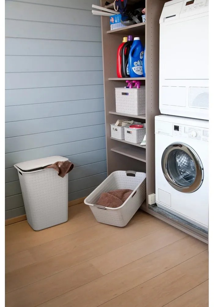 Kremowy plastikowy kosz na pranie 48 l Nuance – Curver