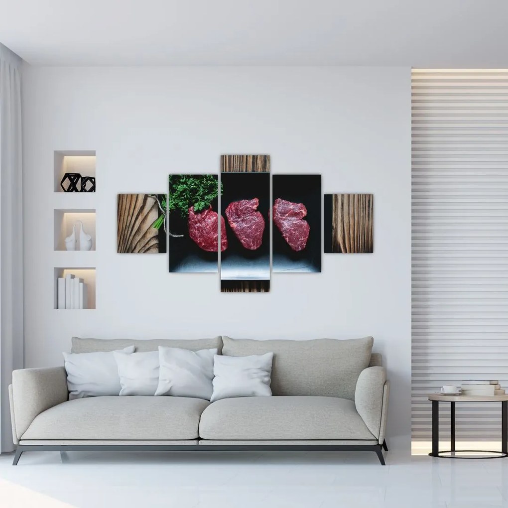 Obraz mięsa na talerzu (125x70 cm)