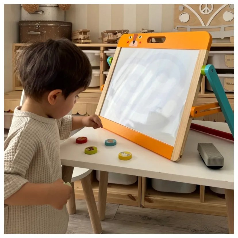 Tooky toy tablica edukacyjna 2w1 magnetyczna kredowa dla dzieci magnesy gąbka 6 el.