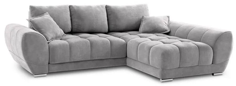 Jasnoszary rozkładany narożnik z aksamitnym obiciem Windsor &amp; Co Sofas Nuage, prawostronny