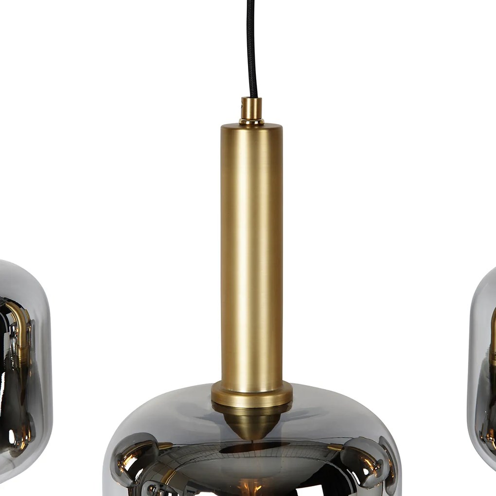 Inteligentna lampa wisząca czarna ze złotem i przydymionym szkłem owalna 5-punktowa z 5 Wifi G95 - ZuzannaDesignerski Oswietlenie wewnetrzne