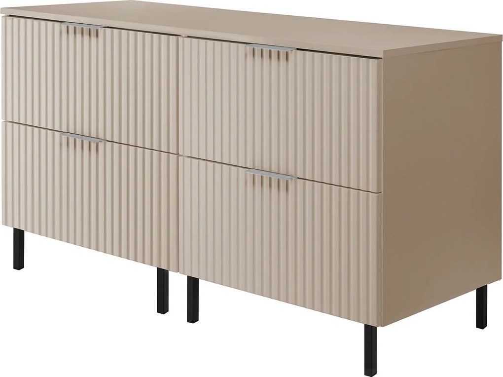Szafka pod umywalkę, Kaszmir, 120 (2 x 60) x 77 x 46 cm, uchwyt srebrny, nogi czarne + Blat