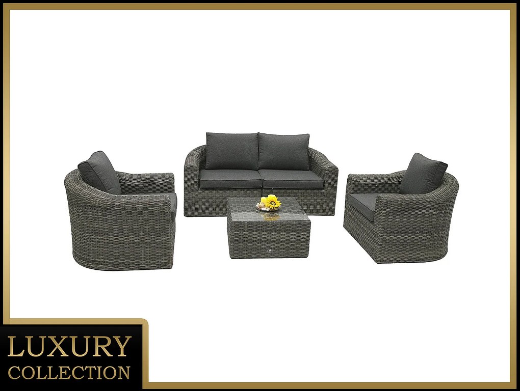 Rattanowy zestaw modułowy BORNEO LUXURY dla 4 osób (szary)