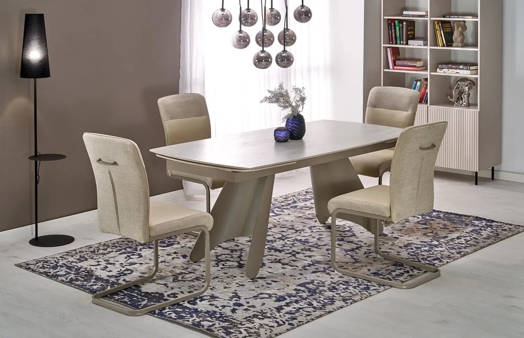 Stół rozkładany SALIX 180(260)x90 trawertyn/kaszmirowy HALMAR