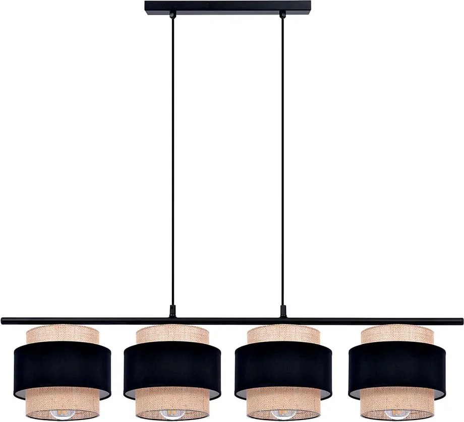 Lampa wisząca ze sznurka jutowego z 4 abażurami - A527 C4-A50