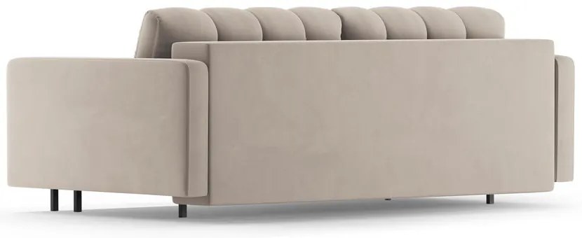 Beżowa aksamitna rozkładana sofa ze schowkiem 222 cm Bali – Cosmopolitan Design
