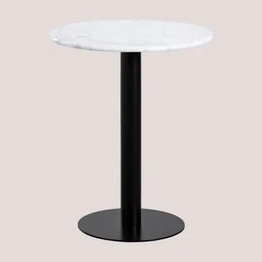 Okrągły Stolik Barowy Ø60 Cm Z Marmuru Rocher Czarny & Biały Marmur Guangxi - Sklum