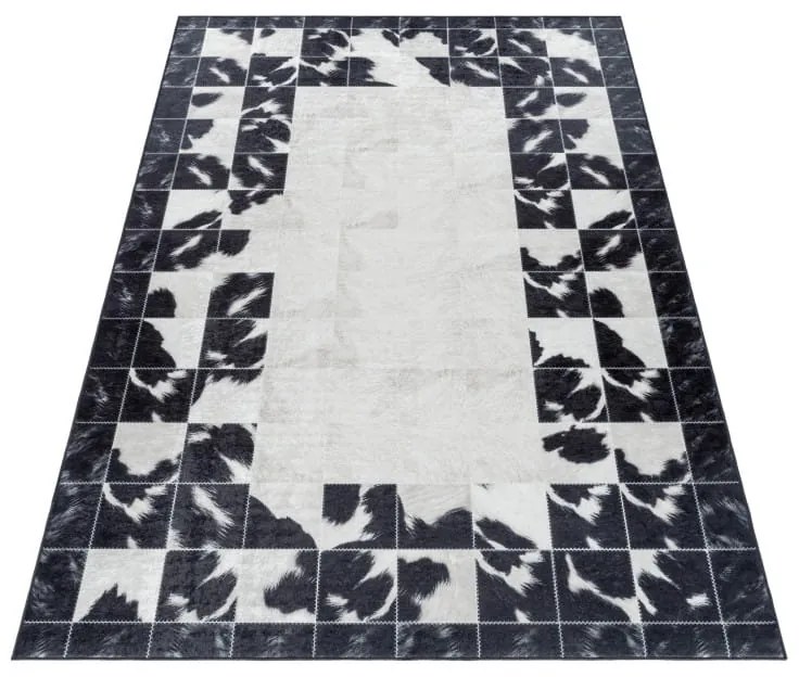 Dywan drukowany antypoślizgowy Fiesta patchwork kremowo-czarny 160 cm x 230 cm