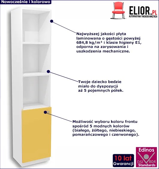 żółty regał dla dziecka 3 kolory E7-E82