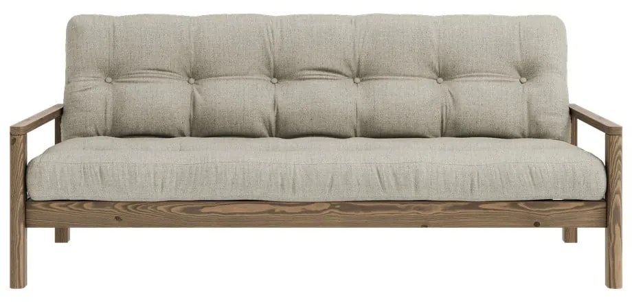 Beżowa lniana rozkładana sofa 205 cm Knob – Karup Design