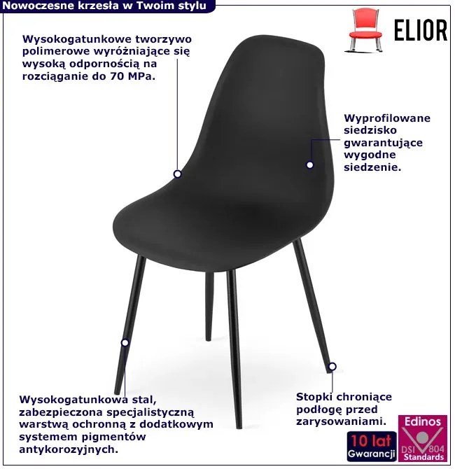 Czarne krzesło nowoczesne do jadalni N6-D68