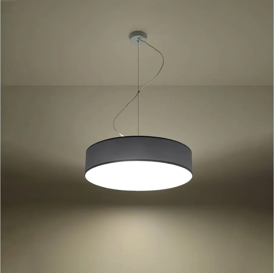 Lampy wiszące minimalistyczny Cercle, PVC - 3 źródło światła 3000K - L.45 x H.111 cm - szary