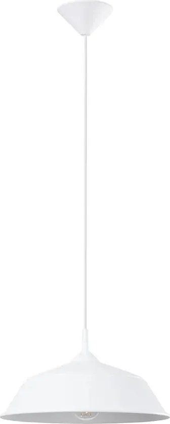 Lampa biała wisząca z metalowym kloszem loft K1-B60