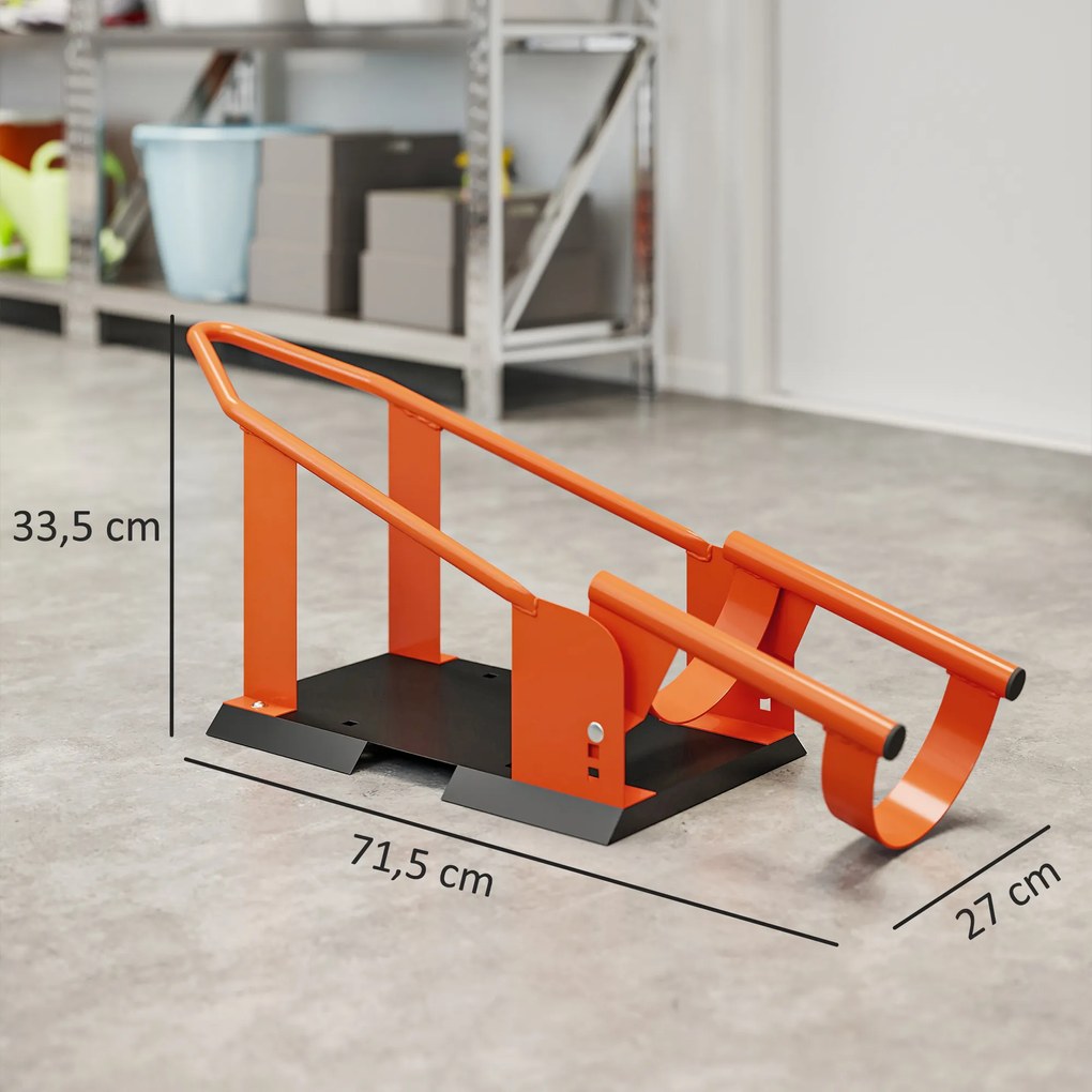 HOMCOM Stojak motocyklowy do przedniego koła 38,1-53,34 cm, 381-533,4 mm, regulowany klocek pod koło, nośność 816,5 kg, Pomarańczowy | Aosom PL