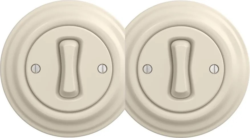 Kliklap - Podwójny retro wyłącznik jednopolowy z ramką nr 1, beżowy