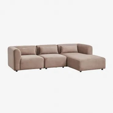Sofa Modułowa Fogler Z 3-częściowym Prawym Szezlongiem Sztruksu Camel - Sklum