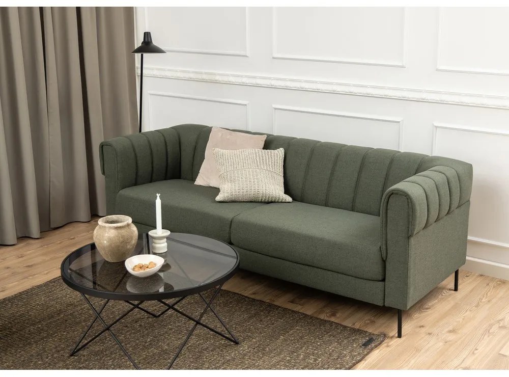 Czarny stolik ze szklanym blatem ø 80 cm Cuxton – Actona