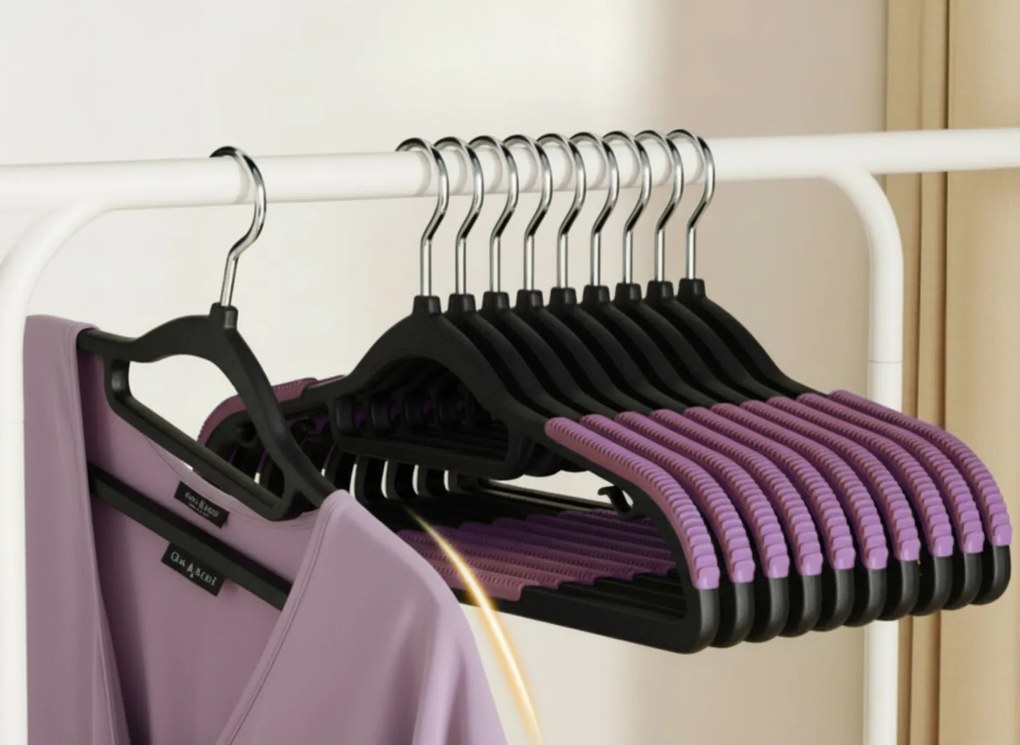 Zestaw wieszaków z antypoślizgową nakładką SOFTY 20 szt. czarno-fioletowe