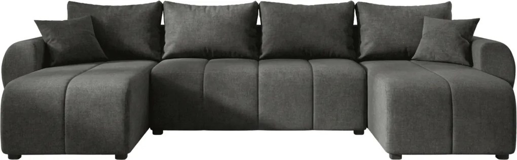 Rozkładana dwustronna sofa w kształcie litery U SEVIO 311x145 cm, ciemnoszara + 2 poduszki GRATIS