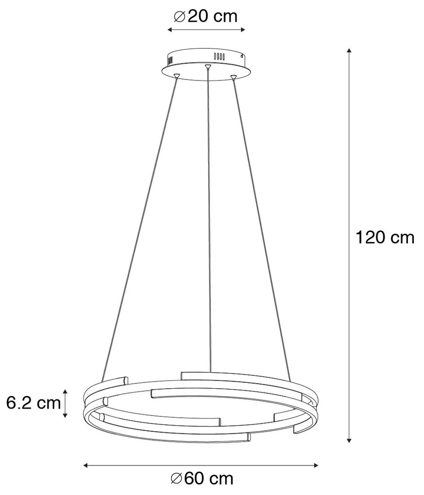 Inteligentna lampa wisząca czarna z mosiądzem, w tym ściemnialna dioda LED - NikkiDesignerski Oswietlenie wewnetrzne