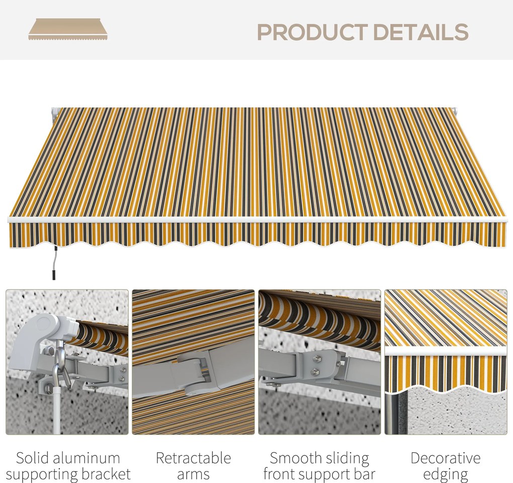 Outsunny Markiza Ochronna Przed Słońcem, 3,5 m x 2,5 m, Żółty + Szary
