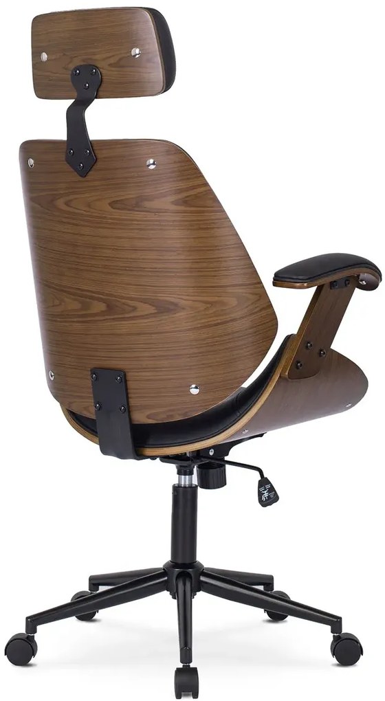 Designerski fotel gabinetowy czarny + orzech - Hibi