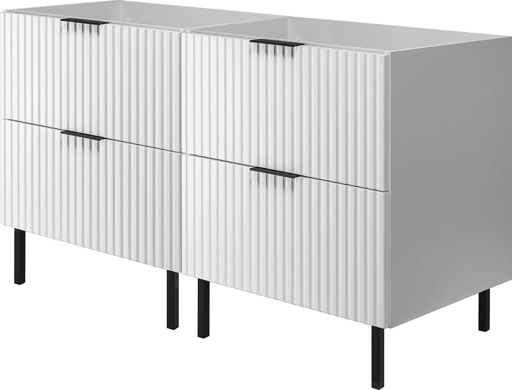 Szafka pod umywalkę, biały + czarny uchwyt, 120 x 77 x 46 cm, uchwyt czarny, bez blatu