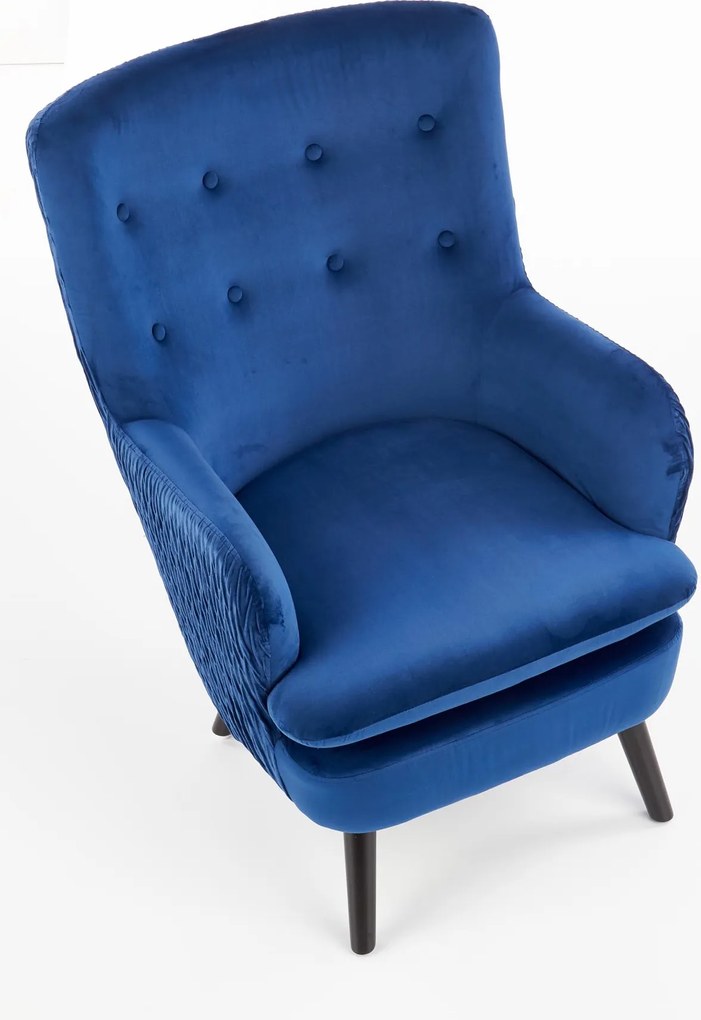 Wypoczynkowy fotel tapicerowany w stylu glamour Ravel Halmar