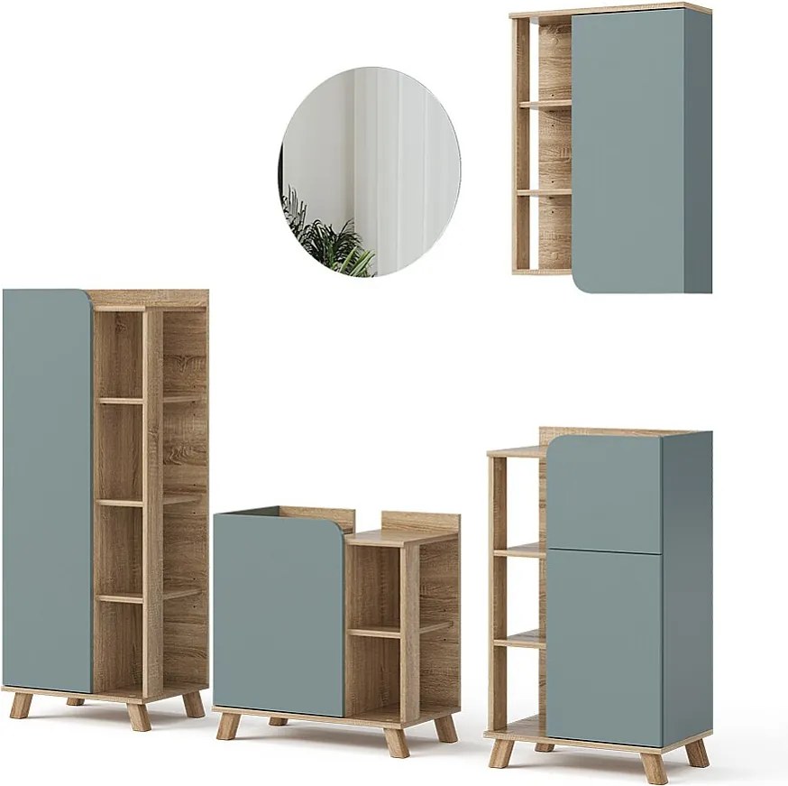 Zestaw mebli łazienkowych sonoma/niebieski 60x35x65 karen