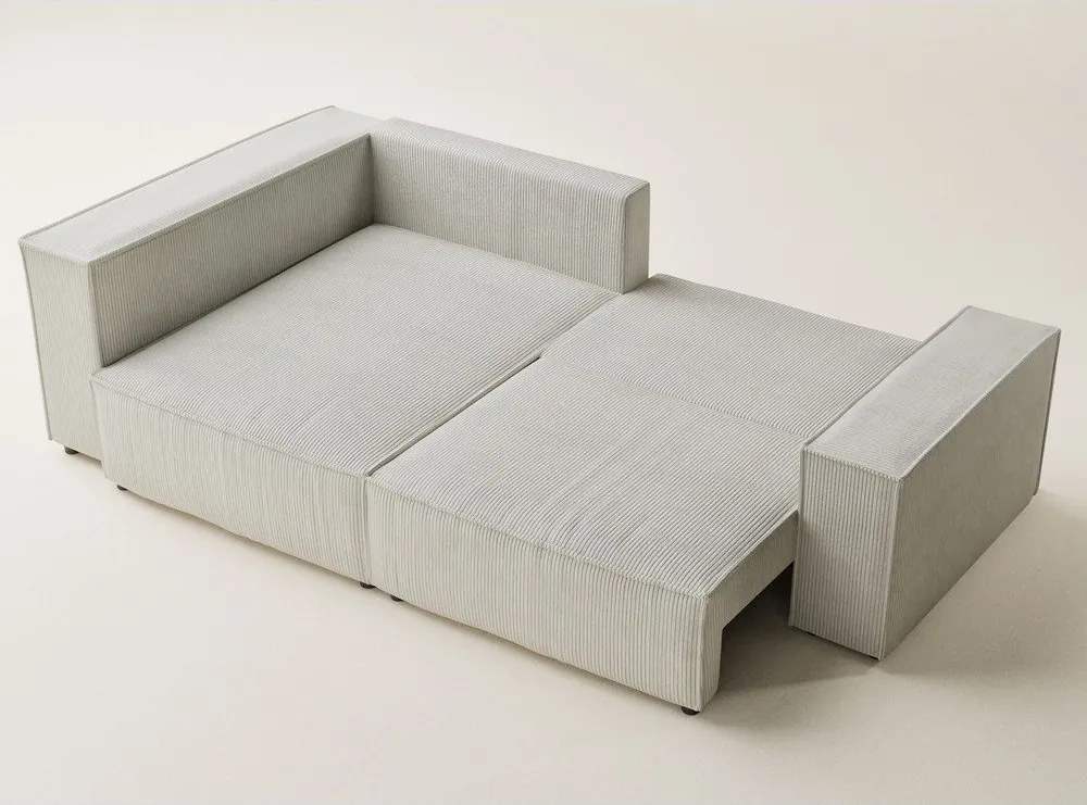Kremowy sztruksowy rozkładany narożnik ze schowkiem (lewostronny/w kształcie litery L) Tonga – Maison de Rêve