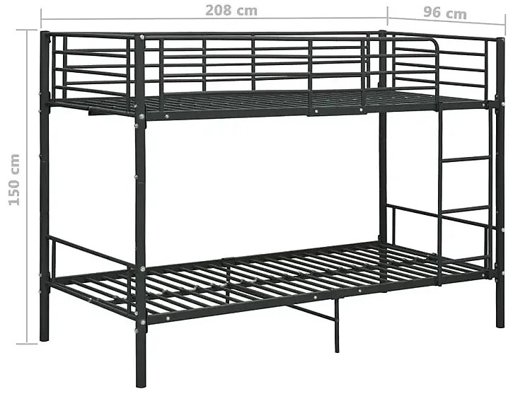 Czarne Metalowe Łóżko Piętrowe 90X200 Cm C4-L34