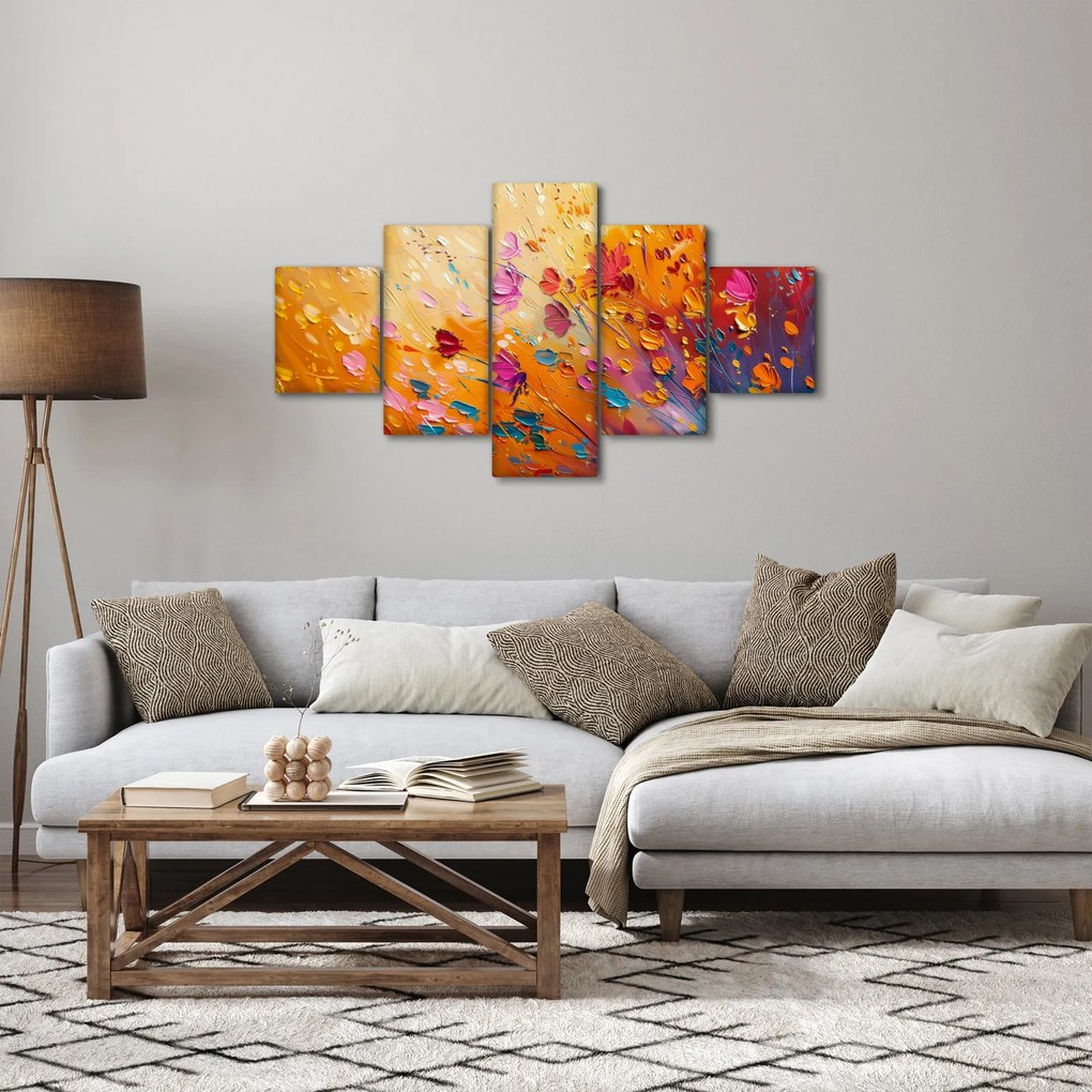 Obraz - Malowanie kolorowych kwiatów (125x70 cm)