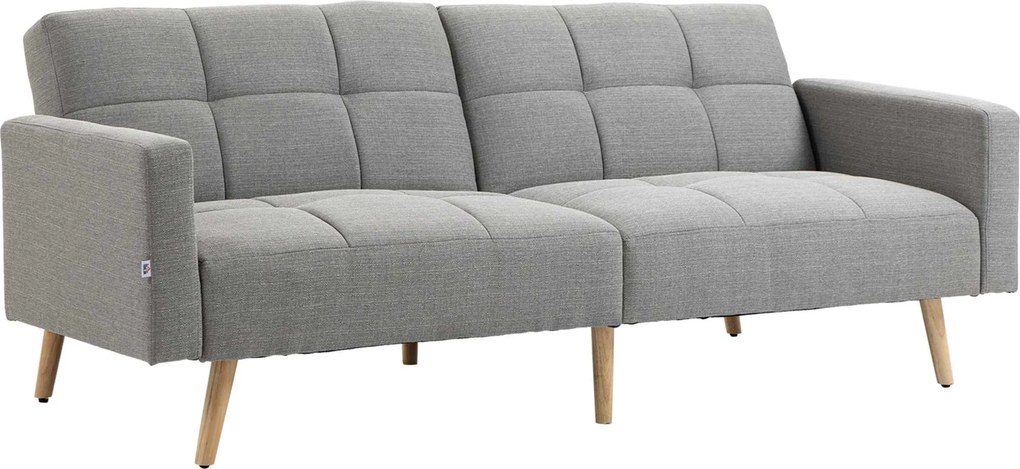 HOMCOM 2 w 1 sofa rozkładana 205 x 88 cm z funkcją łóżka, kanapa z poduszką, wygląd lnu, szary | Aosom PL