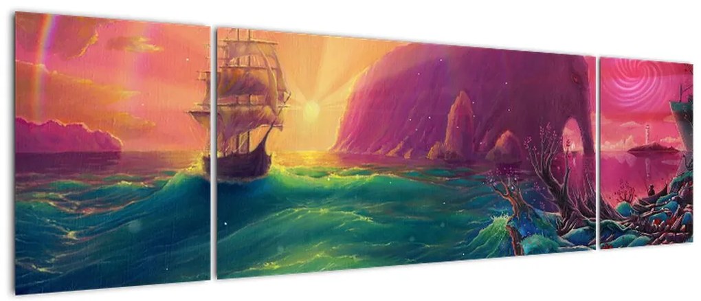 Obraz - Obraz olejny, Podróż do fantastycznego królestwa (170x50 cm)
