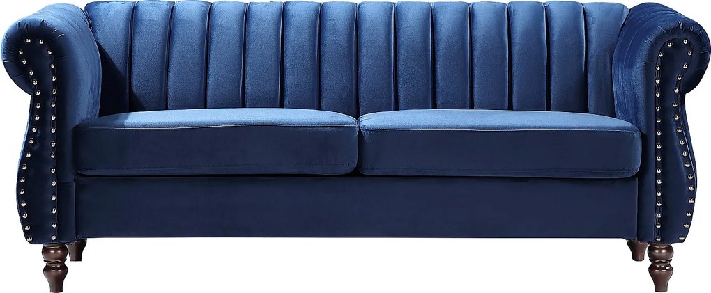 Zestaw kanap 2 i 3 osobowych chesterfield welurowych błękit królewski TRUMBO