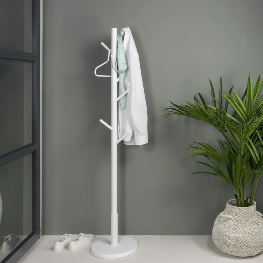 Biały wieszak z litego drewna kauczukowego ø 36x170 cm Bro – Spinder Design