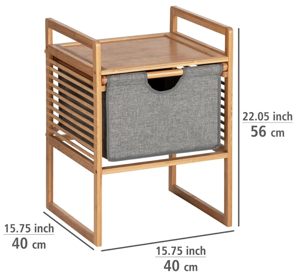 Stolik pomocniczy BAHARI, bambusowy, z materiałowym pojemnikiem do przechowywania, kwadratowy, WENKO