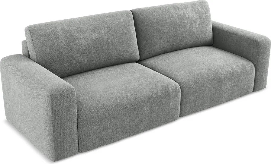 Szara rozkładana sofa ze schowkiem z tkaniny szenilowej 252 cm Kona – Makamii