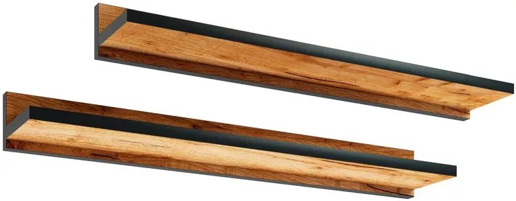 Zestaw 2 Czarny Półek Wiszących Dąb Craft + A9-W61