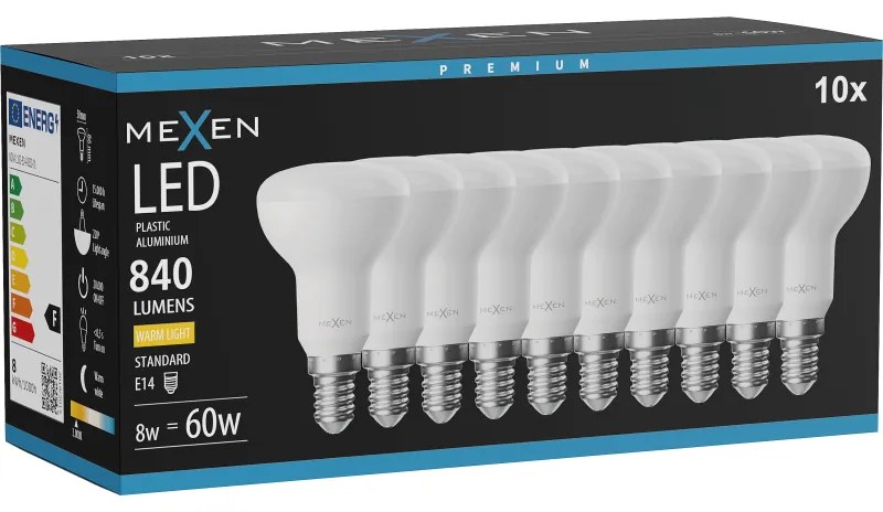 Mexen Nova 10x żarówka LED E14, R50, 8W, Ciepła - 3000K, 840 lm - L103-E14-0830-01x10