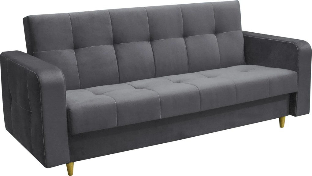 Stalowa welurowa kanapa rozkładana typu wersalka T6-F01