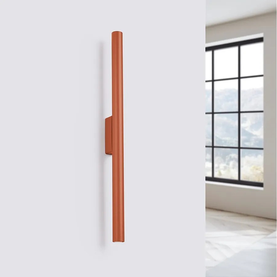 Lampa ścienna nowoczesny Brill, stal - 2 źródło światła 4000K - L.2.5 x H.50 cm - ochra czerwona
