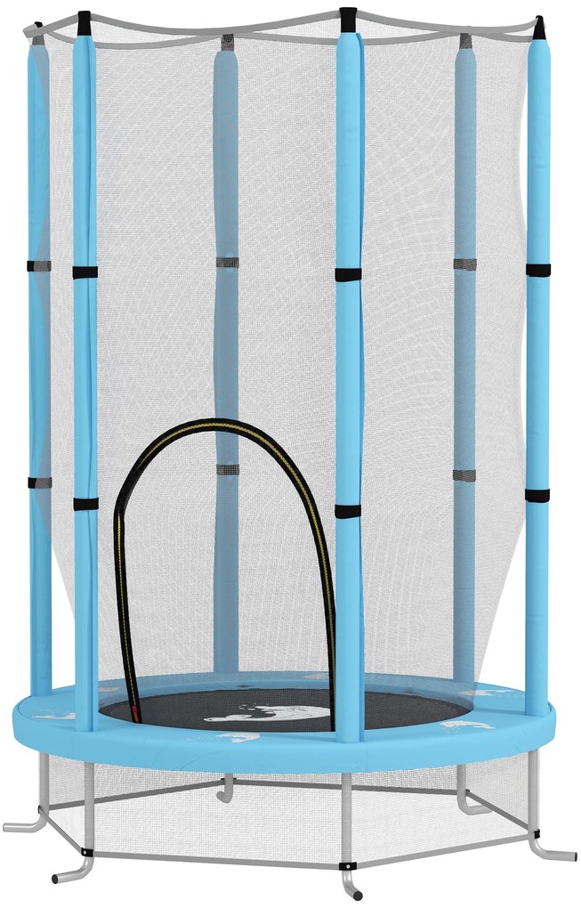 AIYAPLAY Trampolina Dziecięca z Siatką Bezpieczeństwa, do Wewnątrz i Na Zewnątrz, 3-6 Lat, Jasnoniebieska