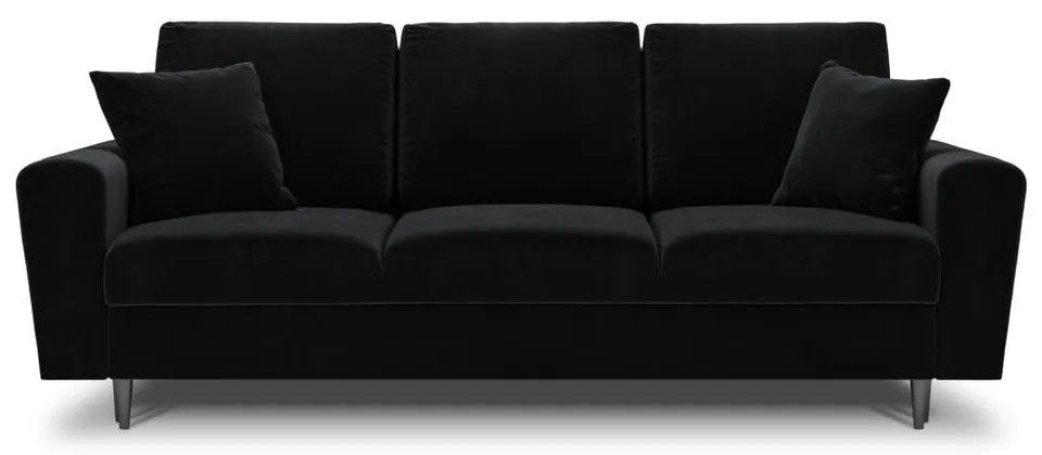 Czarna aksamitna rozkładana/ze schowkiem sofa 235 cm Kyoto – Cosmopolitan Design