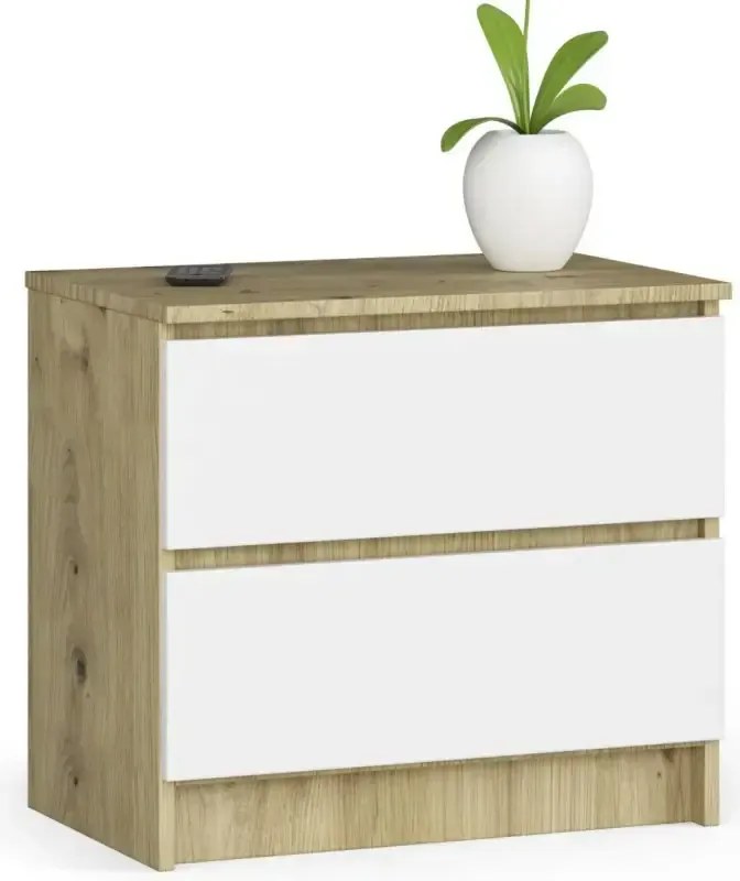 Niska komoda dąb artisan + biały M0-B63