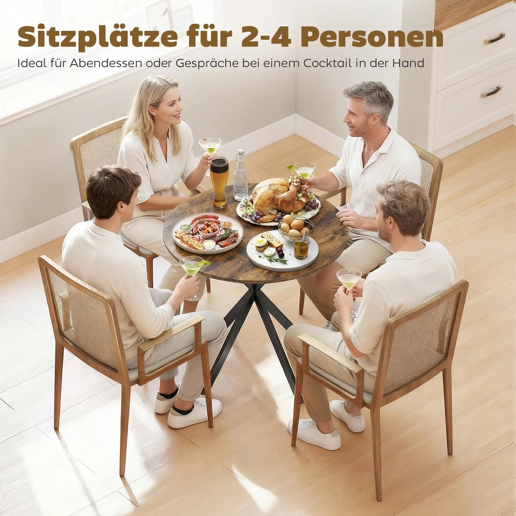 HOMCOM Okrągły stół kuchenny, 80 cm, kompaktowy blat, płyta wiórowa, metal, Rustykalny-brązowy | Aosom PL