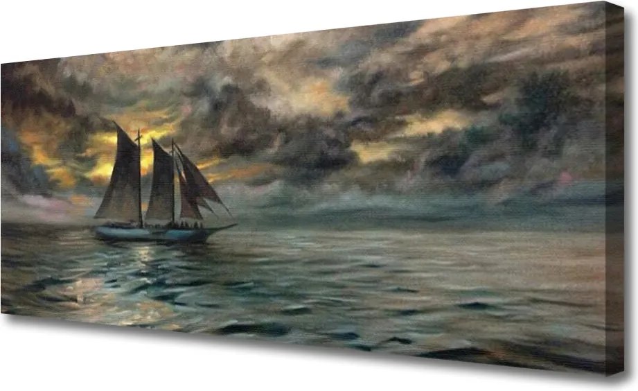Zdjęcie na płótnie Żaglówka o Zachodzie Słońca