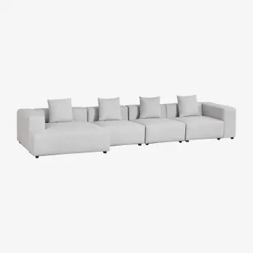 Modułowa Sofa Z Leżanką Po Lewej Stronie, 4-częściowa (↔︎420 Cm) Z Wysokim Podłokietnikiem Bruna Tkaniny Gris Glacial - Sklum